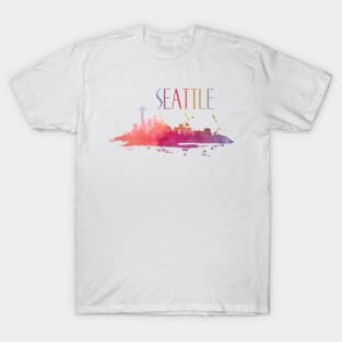 Seattle Watercolor Skyline T-Shirt